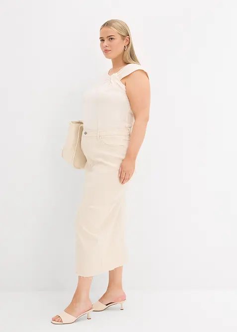 Midi spijkerrok met split, bonprix