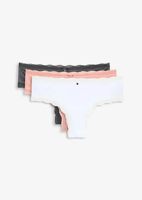 Brazilian slip met glanseffect (set van 3), bonprix