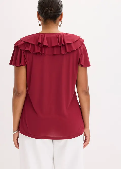Shirt met volants van een zachte modal-mix, bonprix