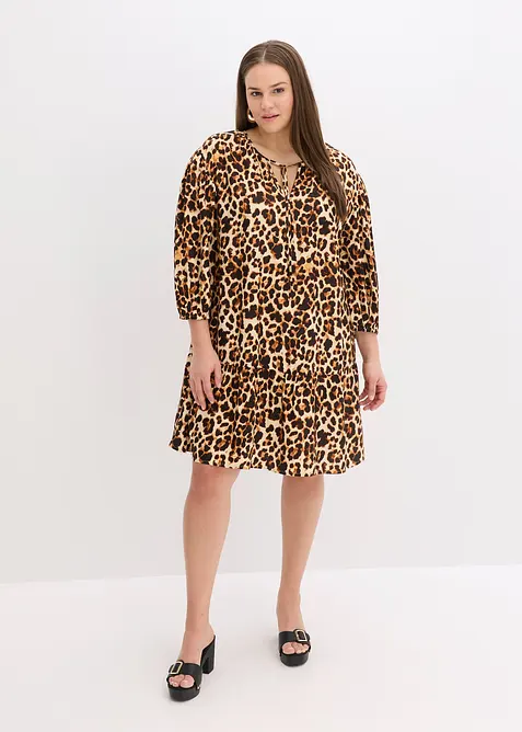 Gedessineerd tuniekjurk van gestructureerde crêpe, bonprix