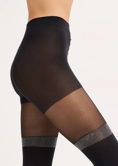 Overknee panty 70 den met glinsterende boord, bonprix