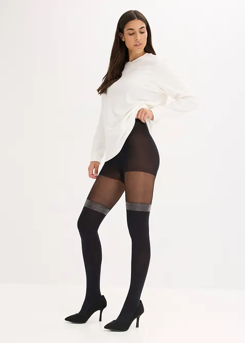 Overknee panty 70 den met glinsterende boord, bonprix