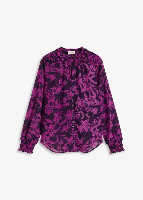 Chiffon blouse met smokwerk, bonprix