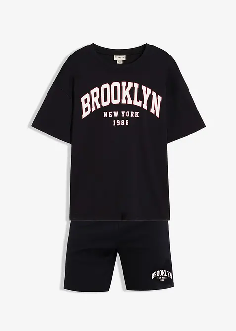 T-shirt en korte broek van zwaar biologisch katoen (2-dlg. set), bonprix