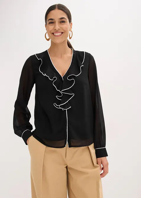 Chiffon blouse met volants, bonprix