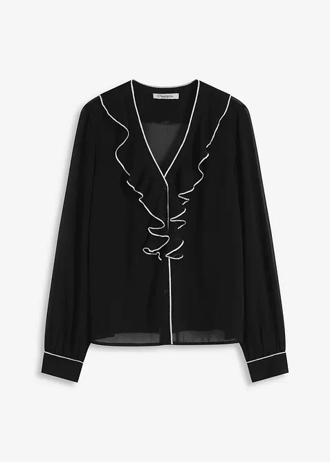 Chiffon blouse met volants, bonprix