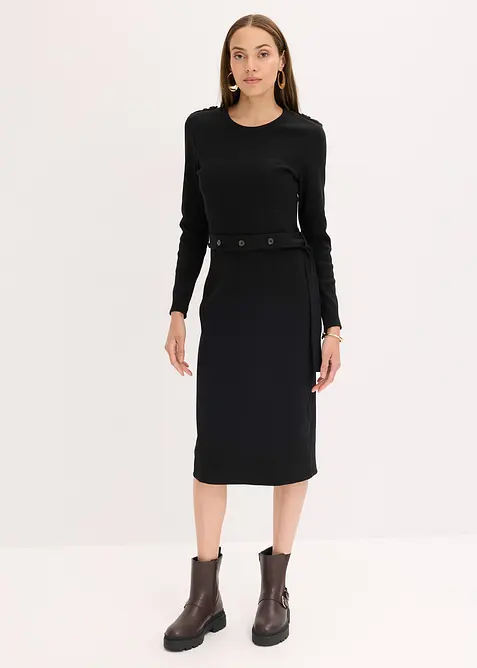 Midi jurk van een elastische katoenmix, bonprix