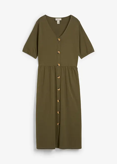 Katoenen midi jurk met knoopsluiting, bonprix