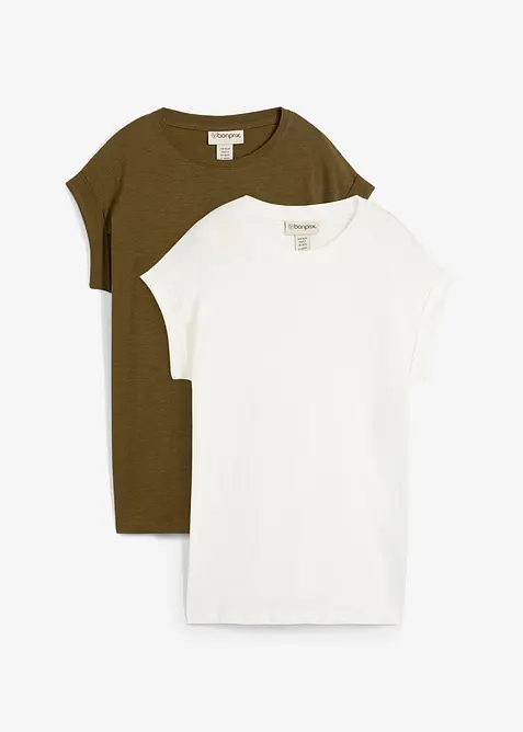 Longshirt van biologisch katoen (set van 2), bonprix