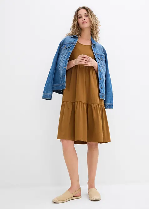 Knielange strokenjurk van katoen, bonprix