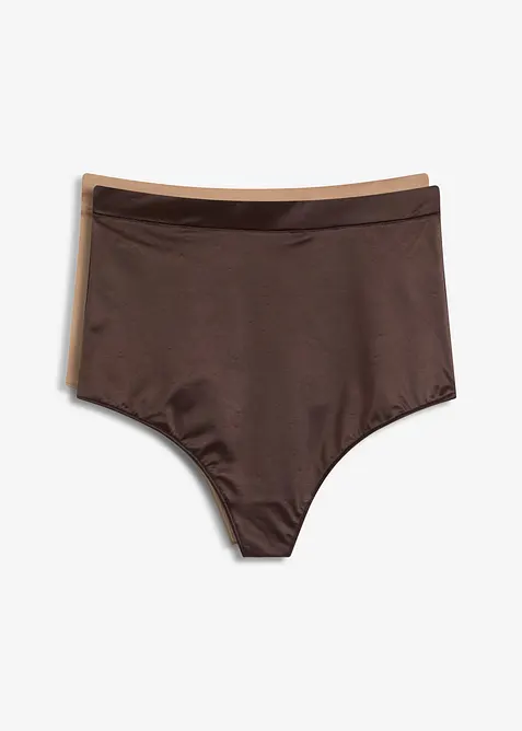 Corrigerende string van glanzend materiaal, licht corrigerend (set van 2), bonprix