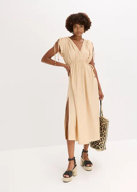 Maxi-jurk met wijde mouwen van structuurstof, bonprix