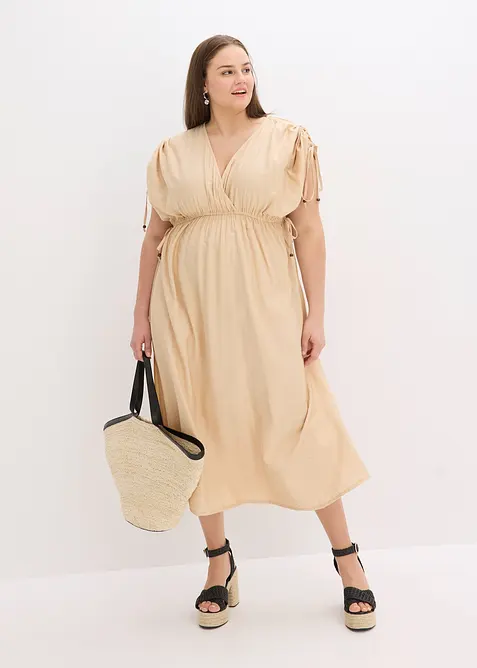 Maxi-jurk met wijde mouwen van structuurstof, bonprix