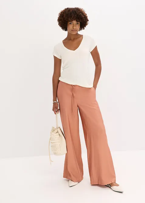 Palazzo broek van een gestructureerde viscosemix, bonprix