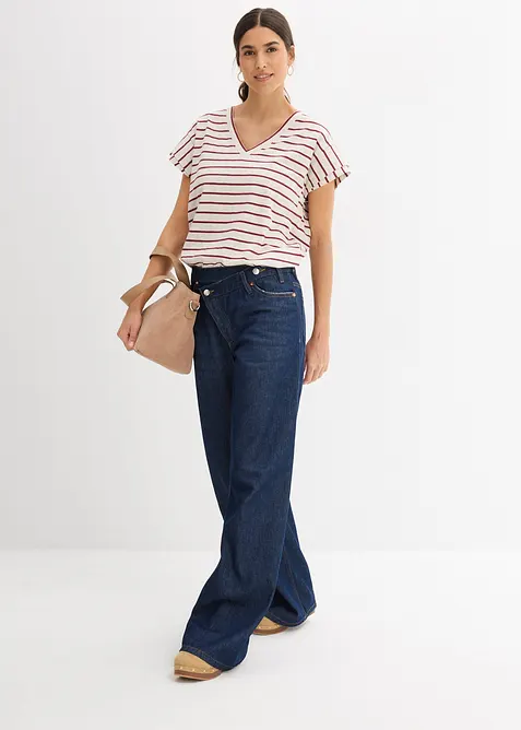 Gestreepte shirt met volantmouwen, bonprix