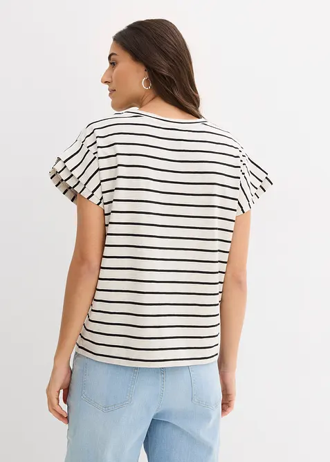 Gestreepte shirt met volantmouwen, bonprix