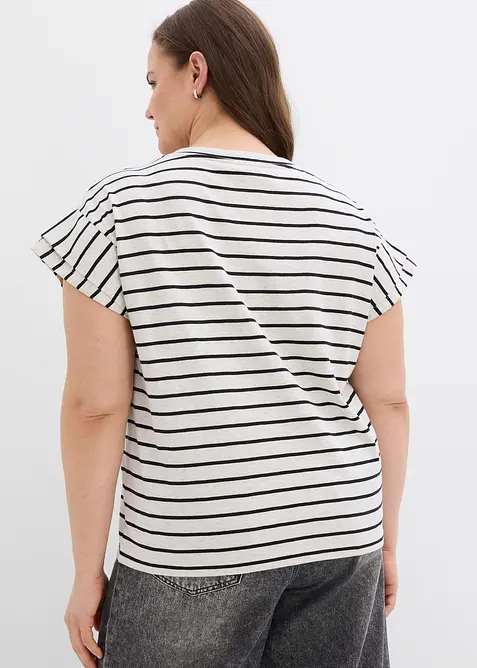 Gestreepte shirt met volantmouwen, bonprix