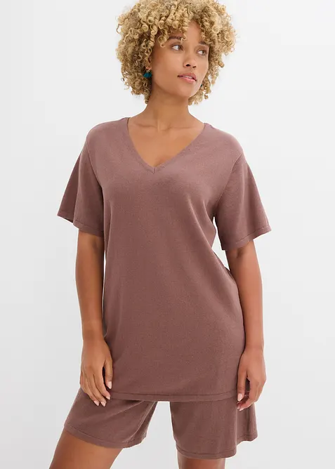 Gebreid shirt met linnen, bonprix