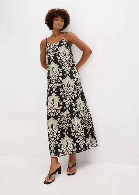 Jurk met spaghettibandjes van gestructureerde viscose, bonprix