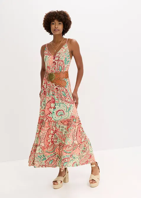 Jurk met spaghettibandjes in een zachte viscosemix, bonprix