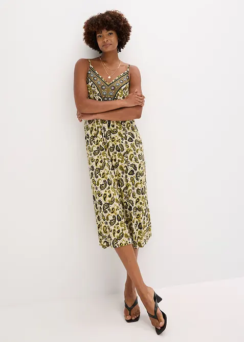 Jurk met spaghettibandjes in een zachte viscosemix, bonprix