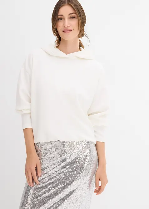 Hoodie van licht glanzende viscosemix, bonprix