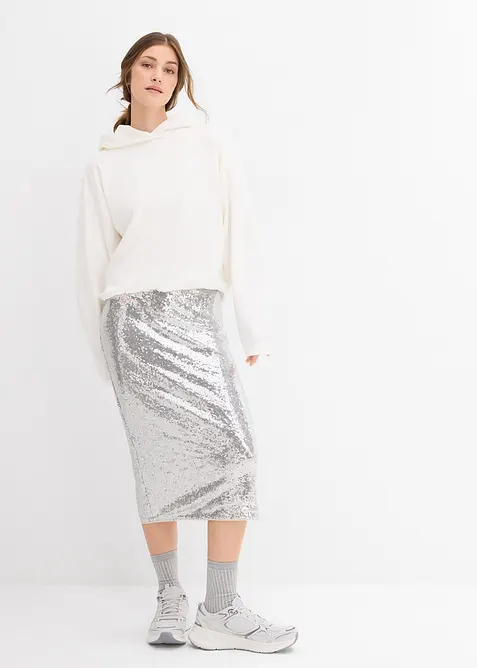 Hoodie van licht glanzende viscosemix, bonprix