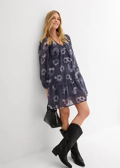 Korte chiffon jurk, bonprix