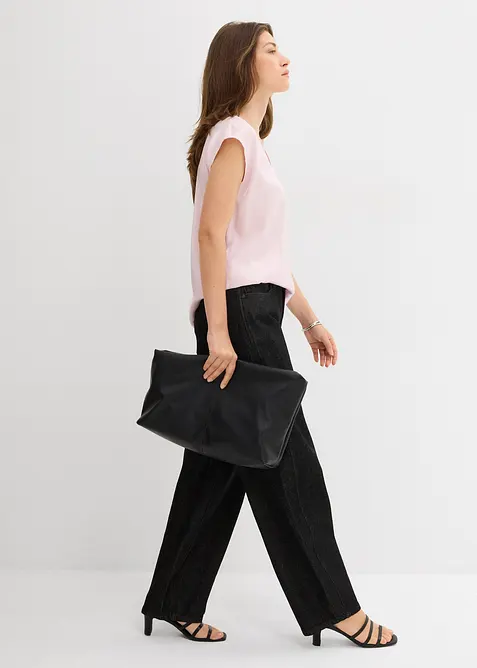 Blouse van satijn met korte mouwen, bonprix