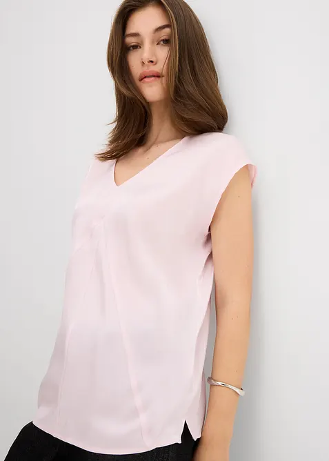 Blouse van satijn met korte mouwen, bonprix