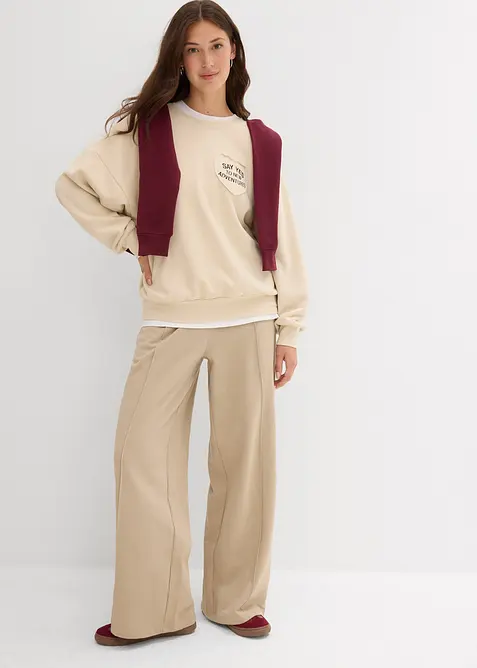 Oversized sweater in een zachte katoenmix, bonprix