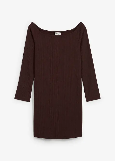 Carmen jurk van gestructureerde crêpe, bonprix