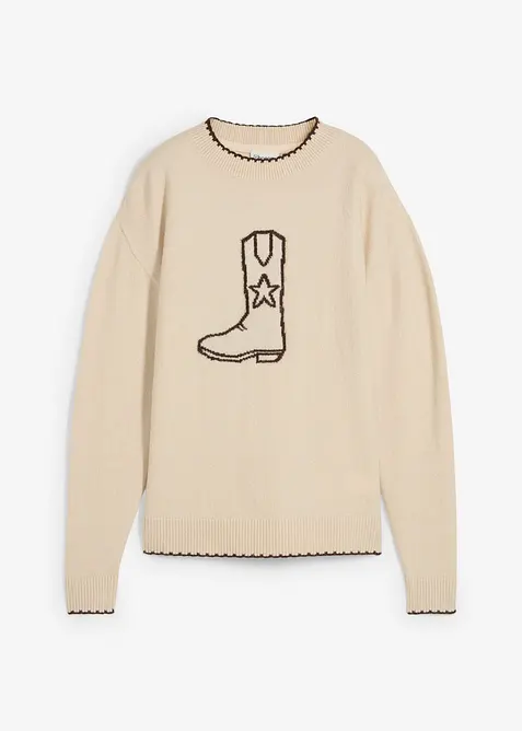 Fijn gebreide trui met oversized schouders, bonprix