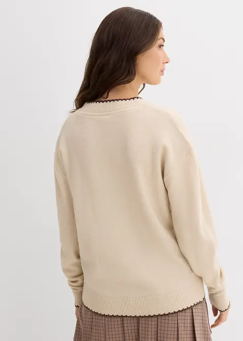 Fijn gebreide trui met oversized schouders, bonprix