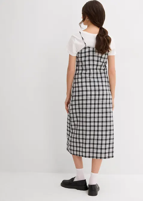 Flanellen jurk met bandjes van puur katoen, bonprix