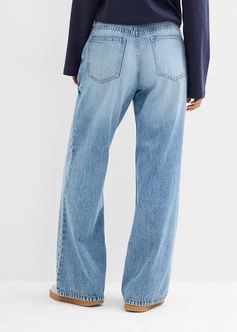 Wide leg jeans, mid waist, low stretch, bonprix