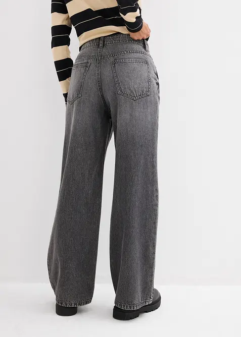 Wide leg jeans, mid waist, low stretch, bonprix
