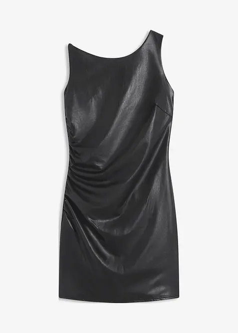 Off shoulder mini jurk van imitatieleer, bonprix