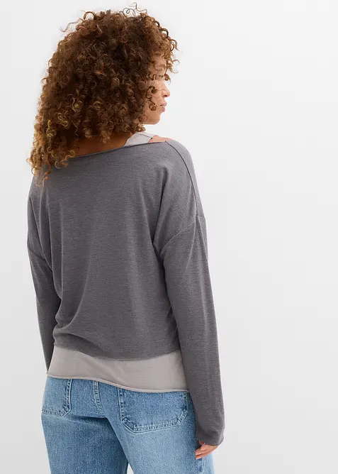 Top en longsleeve  van jersey (2-dlg. set), bonprix