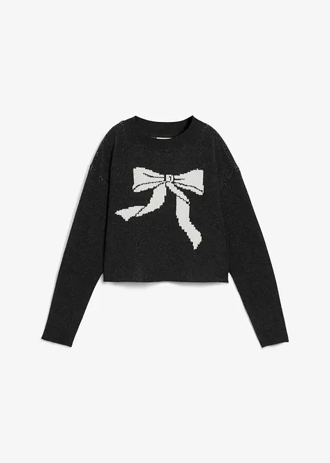 Fijngebreide trui met een strik, bonprix