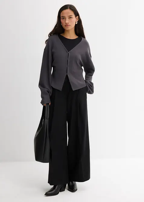 Broek in een viscosemix met gespen aan de zijkanten, bonprix