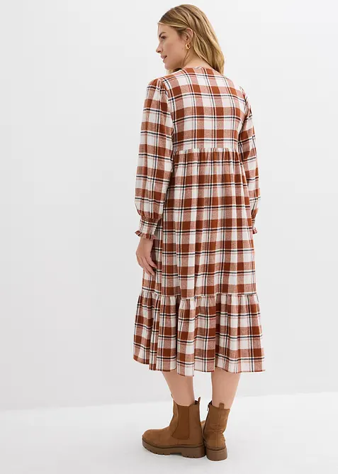 Midi jurk van flanel, bonprix