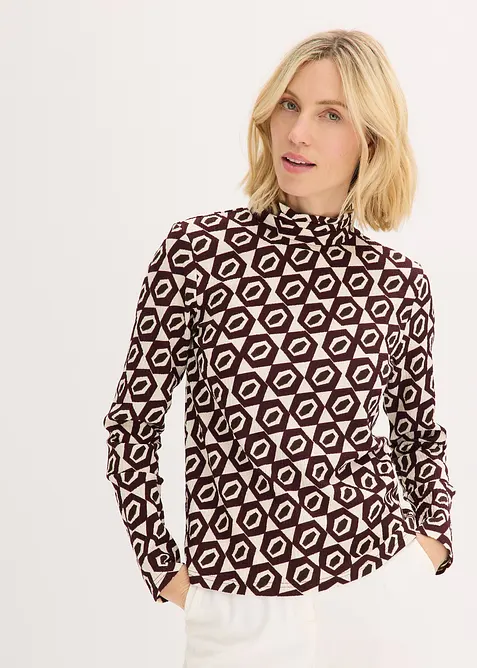 Shirt met opstaande kraag en structuur, bonprix