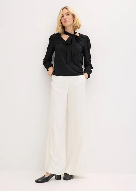 Gestructureerd shirt met afneembare strik, bonprix