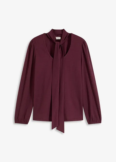 Gestructureerd shirt met afneembare strik, bonprix