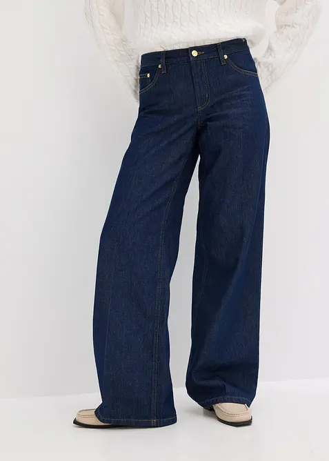 Wide leg jeans mid waist, bonprix