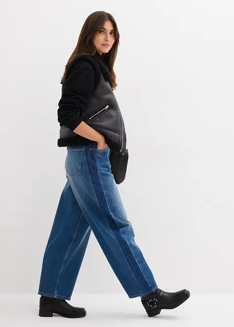 Barrel jeans high waist, cropped, bonprix