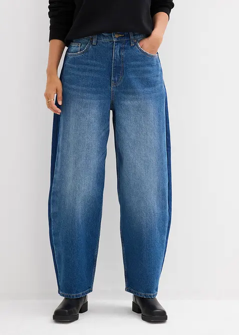 Barrel jeans high waist, cropped, bonprix