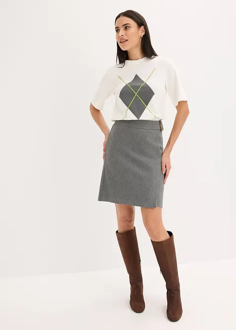 Shirt met halflange mouwen, pailletten en print, bonprix