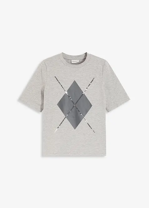 Shirt met halflange mouwen, pailletten en print, bonprix